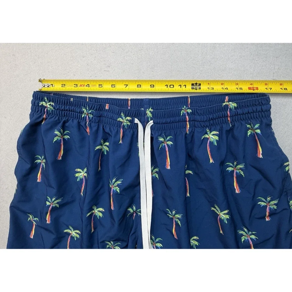 Chubbies Swim Trunk Men XXL Navy Blue Rainbow Palm Tree Stretch Board Shorts 5.5